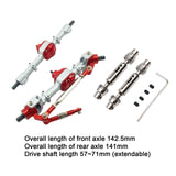 Maxbell 1:12 Scale RC Front and Rear Axle Housing Complete Axle Set for D90 MN98 D96 silver
