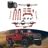 Maxbell RC Car Upgrade Parts Metal Front and Rear Assembly Kits for MN82 1/12 RC Car Red