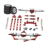 Maxbell RC Car Upgrade Parts Metal Front and Rear Assembly Kits for MN82 1/12 RC Car Red