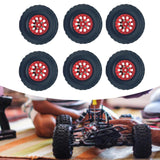 Maxbell 6 Pieces 1/12 1/16 RC Wheels and Tires RC Car Beach Tires for RC Crawler Car red