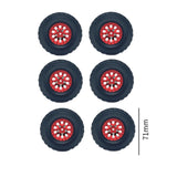 Maxbell 6 Pieces 1/12 1/16 RC Wheels and Tires RC Car Beach Tires for RC Crawler Car red