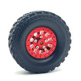Maxbell 6 Pieces 1/12 1/16 RC Wheels and Tires RC Car Beach Tires for RC Crawler Car red