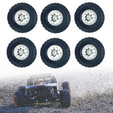 Maxbell 6 Pieces 1/12 1/16 RC Wheels and Tires RC Car Beach Tires for RC Crawler Car argent