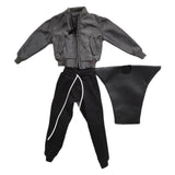 Maxbell 1:12 Figure Clothes Jacket Pants Set Suit for 6'' Male Figures Body BJD Doll Gray