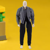 Maxbell 1:12 Figure Clothes Jacket Pants Set Suit for 6'' Male Figures Body BJD Doll Gray