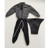 Maxbell 1:12 Figure Clothes Jacket Pants Set Suit for 6'' Male Figures Body BJD Doll Gray