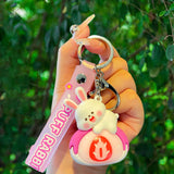 Maxbell Bunny Keychain Protector Cartoon Bag Pendant Accessory Delicate Doll Keyring pink
