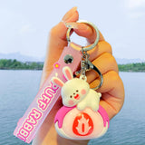 Maxbell Bunny Keychain Protector Cartoon Bag Pendant Accessory Delicate Doll Keyring pink