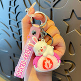 Maxbell Bunny Keychain Protector Cartoon Bag Pendant Accessory Delicate Doll Keyring pink