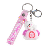 Maxbell Bunny Keychain Protector Cartoon Bag Pendant Accessory Delicate Doll Keyring pink