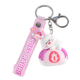 Maxbell Bunny Keychain Protector Cartoon Bag Pendant Accessory Delicate Doll Keyring pink