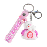Maxbell Bunny Keychain Protector Cartoon Bag Pendant Accessory Delicate Doll Keyring pink