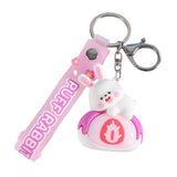 Maxbell Bunny Keychain Protector Cartoon Bag Pendant Accessory Delicate Doll Keyring pink