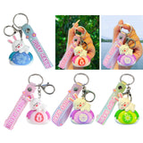 Maxbell Bunny Keychain Protector Cartoon Bag Pendant Accessory Delicate Doll Keyring pink