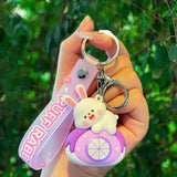 Maxbell Bunny Keychain Protector Cartoon Bag Pendant Accessory Delicate Doll Keyring purple