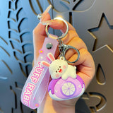 Maxbell Bunny Keychain Protector Cartoon Bag Pendant Accessory Delicate Doll Keyring purple