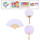 Maxbell 50Pcs Blank Paper Fans Folding Fan for Children Crafts Festival Paper Crafts Set A