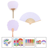 Maxbell 50Pcs Blank Paper Fans Folding Fan for Children Crafts Festival Paper Crafts Set A