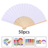 Maxbell 50Pcs Blank Paper Fans Folding Fan for Children Crafts Festival Paper Crafts Set A