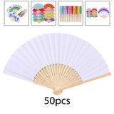 Maxbell 50Pcs Blank Paper Fans Folding Fan for Children Crafts Festival Paper Crafts Set A