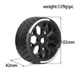 Maxbell 4 Pieces 1/7 RC Car Tires RC Car Parts Higt Performance Flat Run Wheel Truck