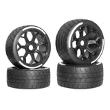 Maxbell 4 Pieces 1/7 RC Car Tires Modification Assembly DIY Hubs Wheel Truck Crawler