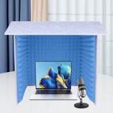 Maxbell Soundproof Booth Studio Sound Recording Foam Panels Desktop Soundproof Cover Gray  Blue