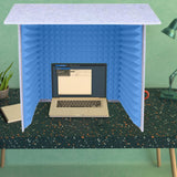 Maxbell Soundproof Booth Studio Sound Recording Foam Panels Desktop Soundproof Cover Gray  Blue