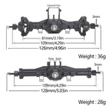 Maxbell Front and Rear Axle Set Spare Parts RC Car Axle for 1/18 Scale Model Crawler