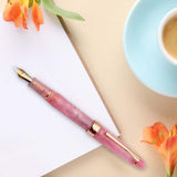 Maxbell Piston Fountain Pen Ef0.5mm Acrylic Piston Filling Pen for Signatures Writing pink