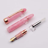 Maxbell Piston Fountain Pen Ef0.5mm Acrylic Piston Filling Pen for Signatures Writing pink