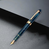Maxbell Piston Fountain Pen Ef0.5mm Acrylic Piston Filling Pen for Signatures Writing dark blue
