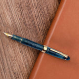 Maxbell Piston Fountain Pen Ef0.5mm Acrylic Piston Filling Pen for Signatures Writing dark blue