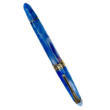 Maxbell Piston Fountain Pen Ef0.5mm Acrylic Piston Filling Pen for Signatures Writing blue