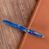 Maxbell Piston Fountain Pen Ef0.5mm Acrylic Piston Filling Pen for Signatures Writing blue