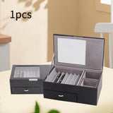 Maxbell 2 Layer Pen Display Case Desk Storage Box for Office Supplies Office Counter Black
