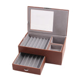 Maxbell 2 Layer Pen Display Case Desk Storage Box for Office Supplies Office Counter Brown