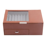 Maxbell 2 Layer Pen Display Case Desk Storage Box for Office Supplies Office Counter Brown