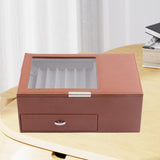 Maxbell 2 Layer Pen Display Case Desk Storage Box for Office Supplies Office Counter Brown