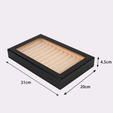 Maxbell Pen Storage Case Multipurpose Transparent Cover Office Wood Pen Display Case black