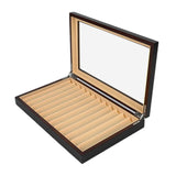 Maxbell Pen Storage Case Multipurpose Transparent Cover Office Wood Pen Display Case black