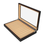 Maxbell Pen Storage Case Multipurpose Transparent Cover Office Wood Pen Display Case black