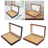 Maxbell Pen Storage Case Multipurpose Transparent Cover Office Wood Pen Display Case black