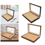 Maxbell Pen Storage Case Multipurpose Transparent Cover Office Wood Pen Display Case black