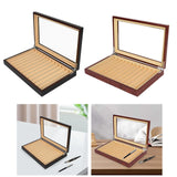 Maxbell Pen Storage Case Multipurpose Transparent Cover Office Wood Pen Display Case black