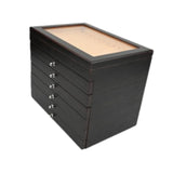 Maxbell Wood Pen Display Box Collection Gift Portable 78 Slots for Party Home Office black