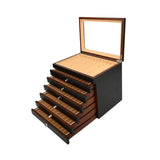 Maxbell Wood Pen Display Box Collection Gift Portable 78 Slots for Party Home Office black