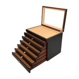 Maxbell Wood Pen Display Box Collection Gift Portable 78 Slots for Party Home Office black