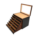 Maxbell Wood Pen Display Box Collection Gift Portable 78 Slots for Party Home Office black