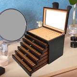 Maxbell Wood Pen Display Box Collection Gift Portable 78 Slots for Party Home Office black